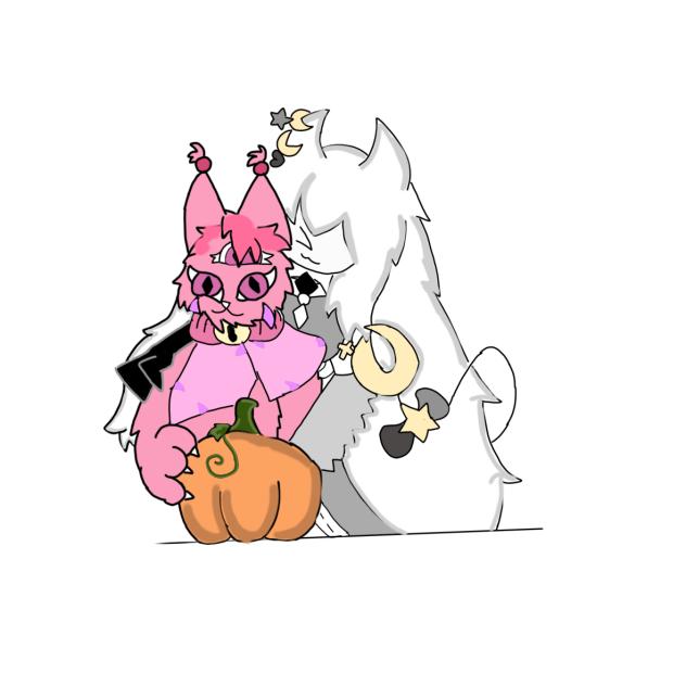 Cherry and Luna carving a pumpkin