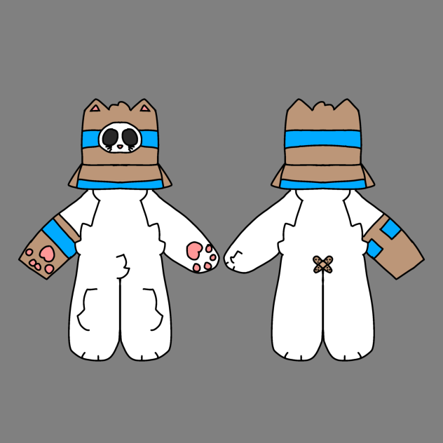 front and back of Boxy (aka. box cat)