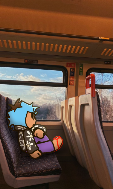 Demi on de train