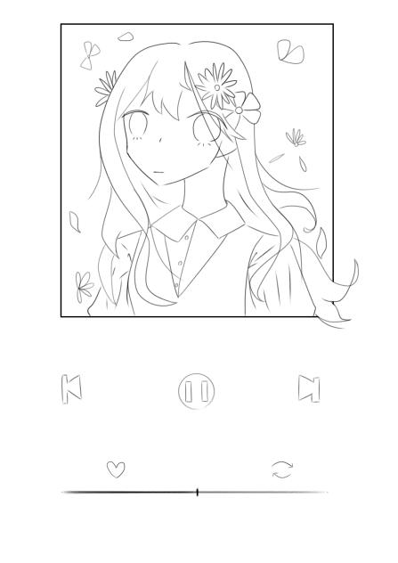 再生中の曲　線画