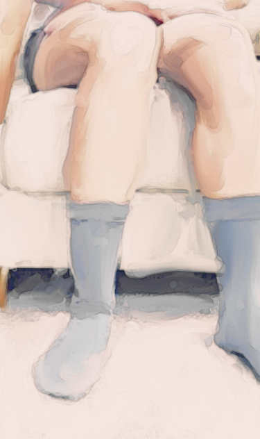 Teengirl in gray socks waking up - ibisPaint
