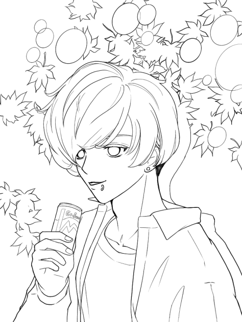 週末の落書き36 ちょっと休憩中　線画