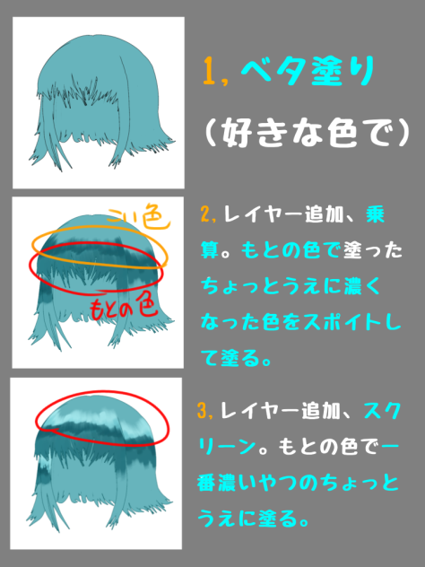 無題777　髪の塗り方