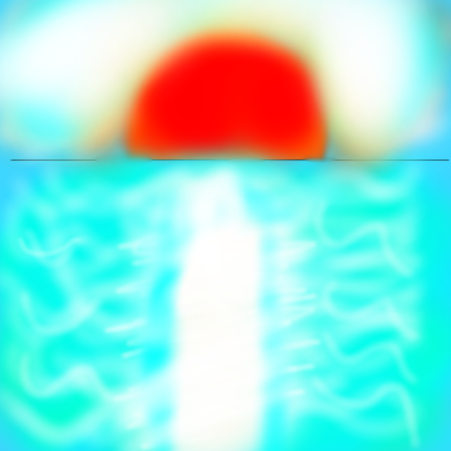 朝日に照らされた海