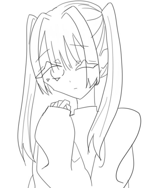 ツインテ女子線画
