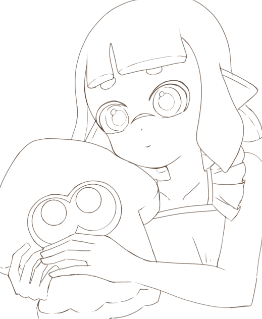 お気に入りのイカクッション　線画