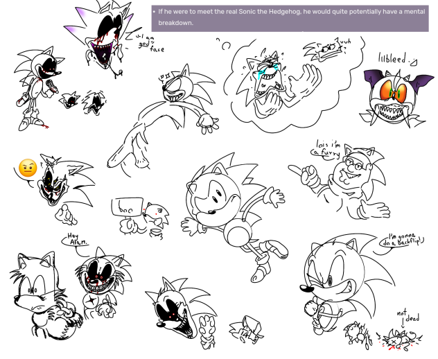 a bunch of random sonic doodles