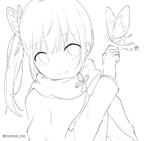 胡蝶 線画