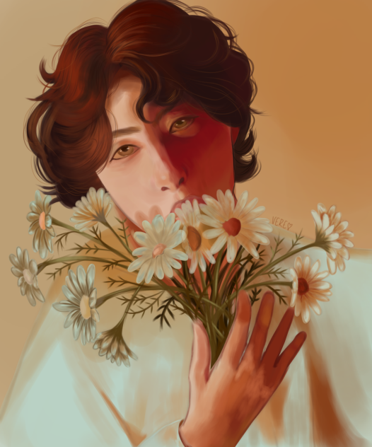 boy witt flowers
