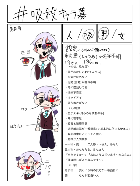 キャラ募集参加させて頂きました〜