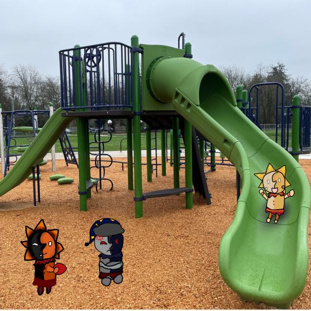 Sun and moon with eclipse at the park