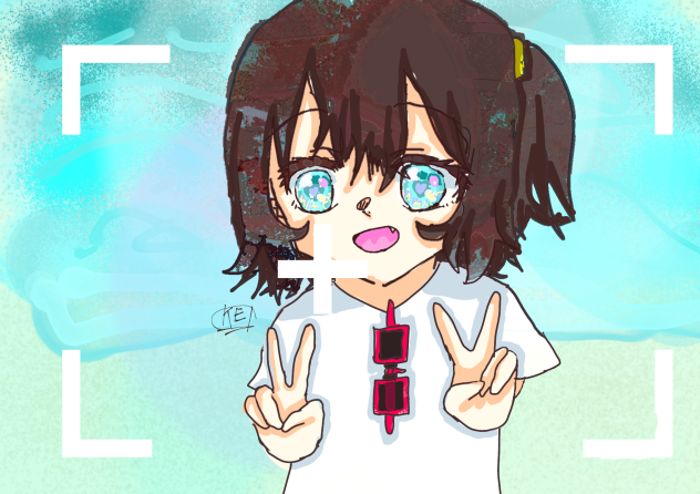 海で写真を撮る女の子