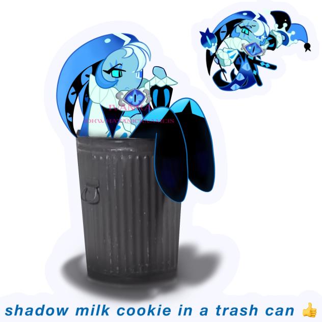smilk cookie in a trash can