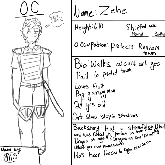 Oc sheet for a character I made for rp!!
