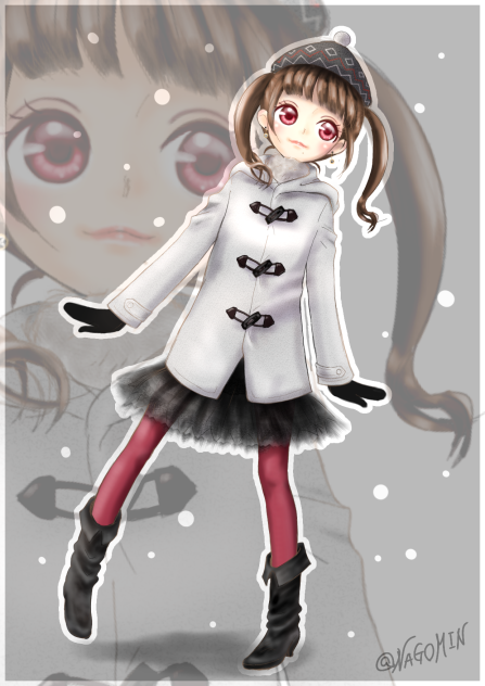 雪 ツインテール ダッフルコート