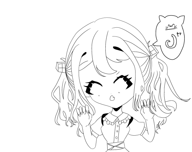 猫耳のあ　線画