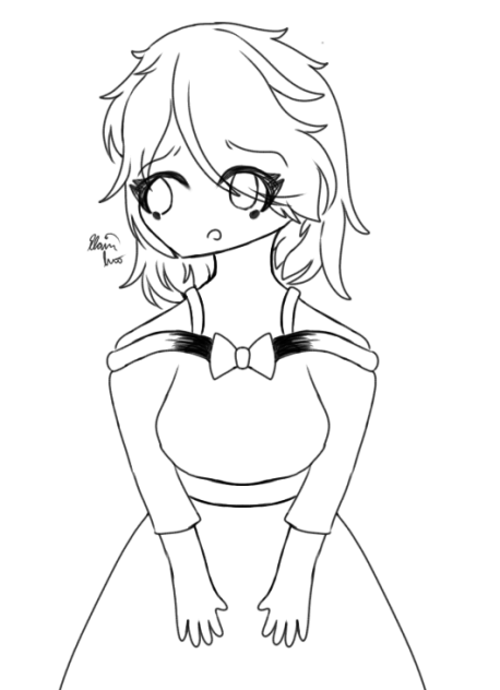 A Girl with Short Hair Lineart