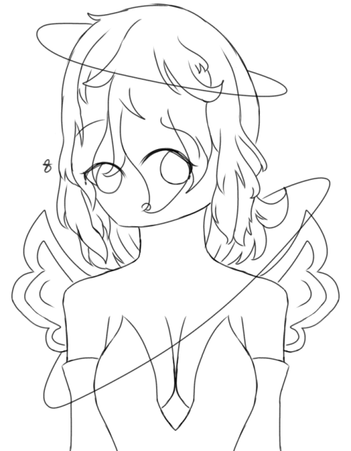 A Beautiful Powerful Angel Lineart