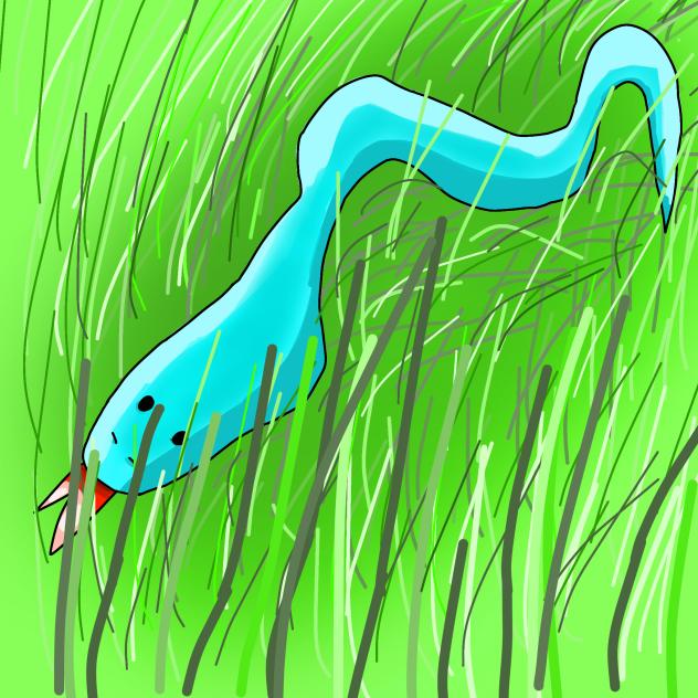 blue snake in grass
