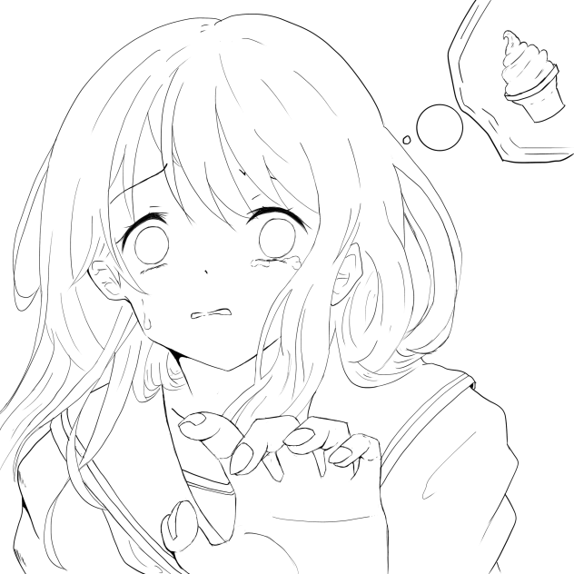 【線画】わたしのアイス…
