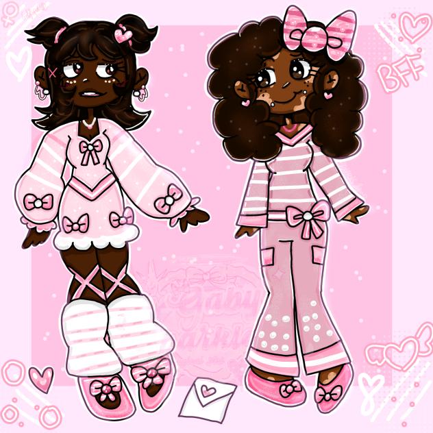 Ribbon themed girls drawing.