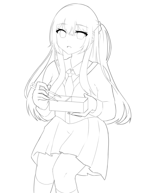 一緒に食べる？　線画