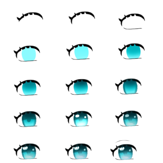 Proceso de los ojos que hago