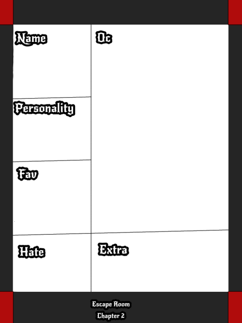 Escape Room character sheet