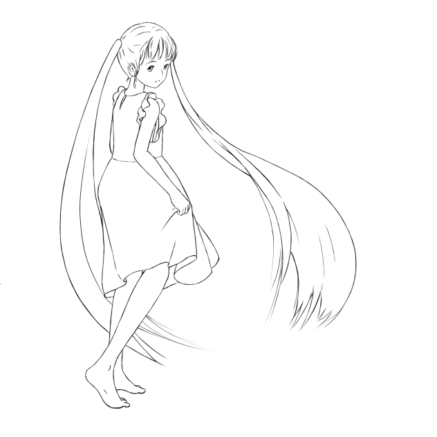 水辺を歩く女の子