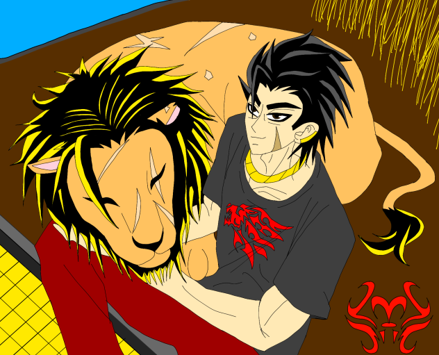 Dantè and his pet lion Ariel