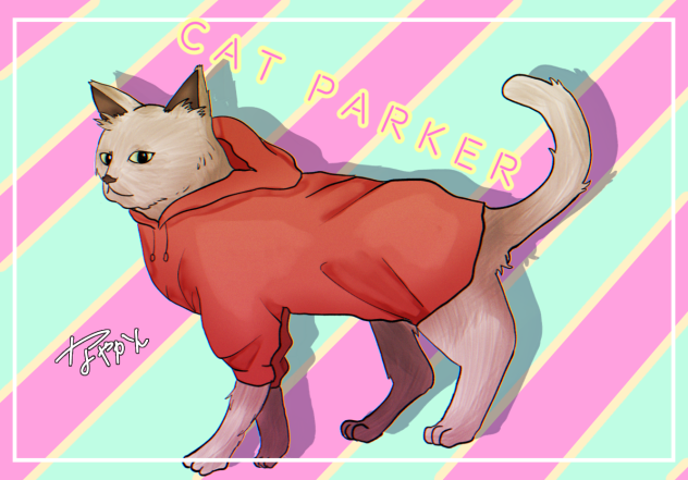 パーカーと猫