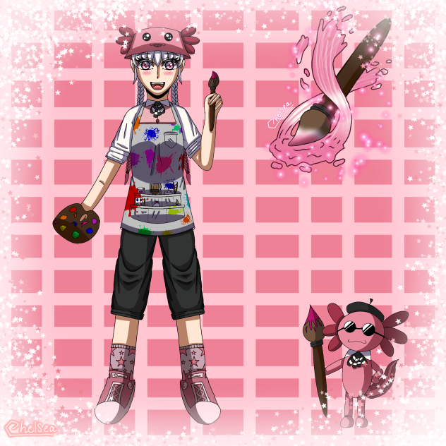 Mochi OC as a Painter🍡