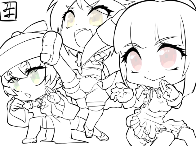 Kung fu action 4 line art