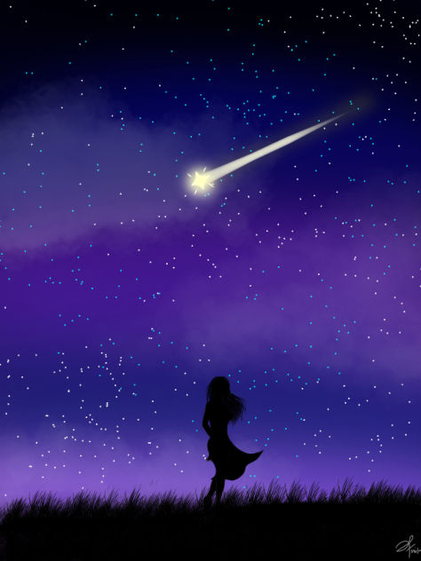 girl in the starry night - ibisPaint