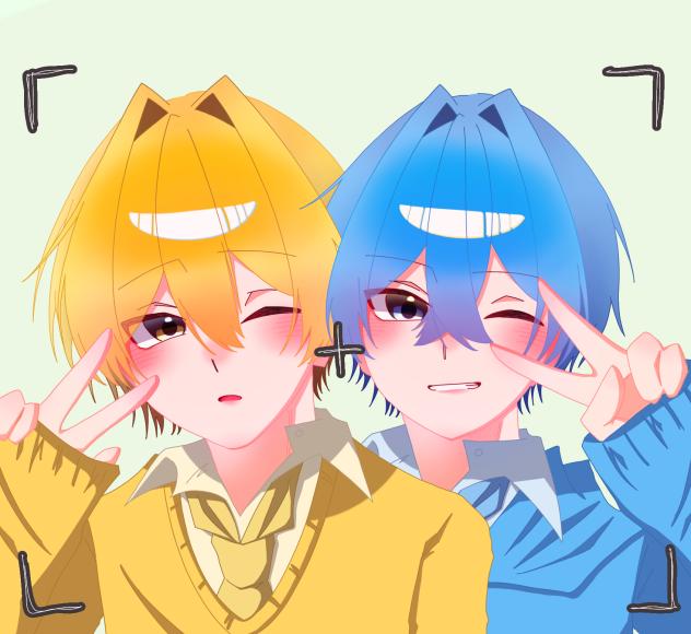 ツーショ（💛🩵×✌🏻