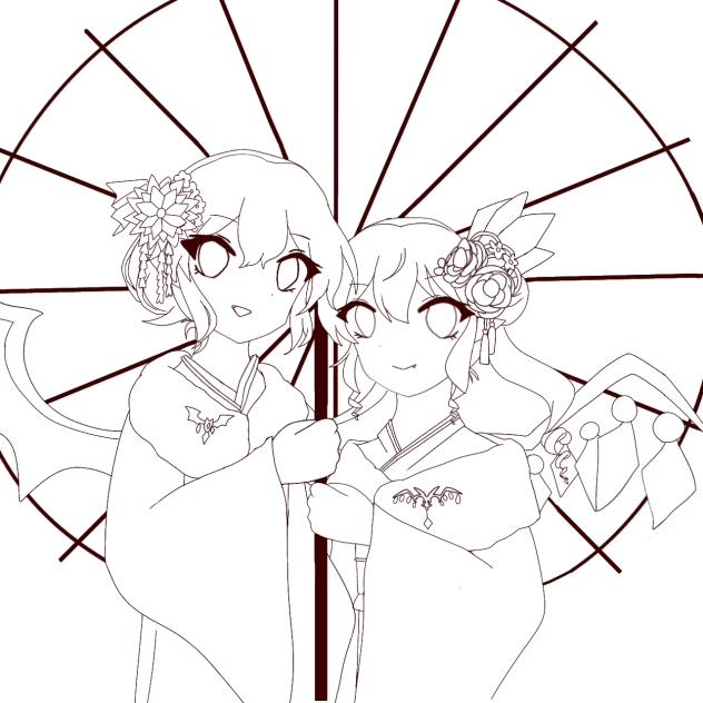 振袖レミフラ 塗り絵