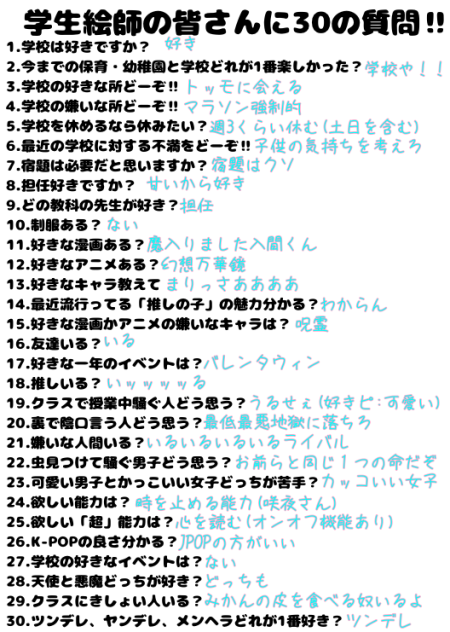 学生絵師の皆さんに30の質問