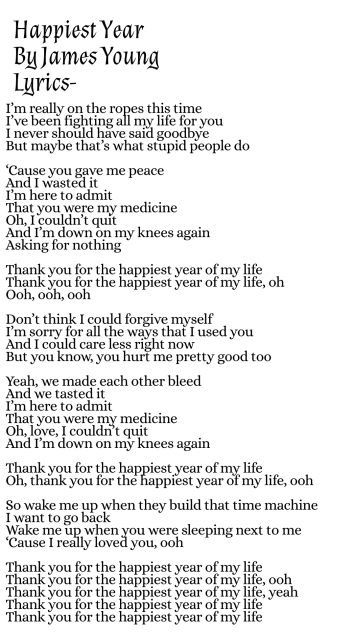 Happiest Year by James Young-lyrics