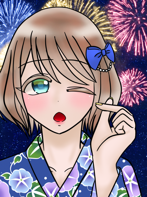 花火大会で自撮り！