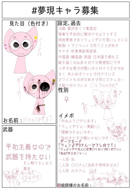 キャラ募よぉおおおお