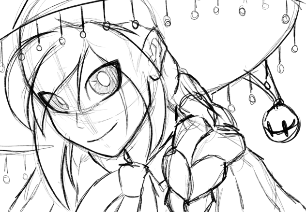 unfinished sketch of a witch