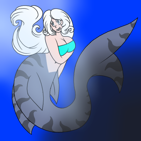IceHeart as a tiger shark mermaid