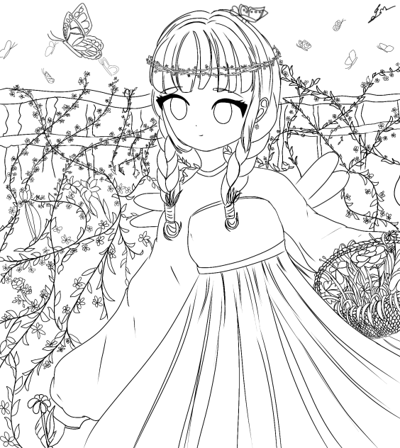 Flowers 2 (line art) ibisPaint