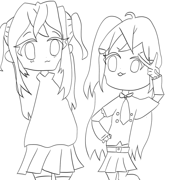 ぴよこちゃん&ピーマンちゃん！　線画