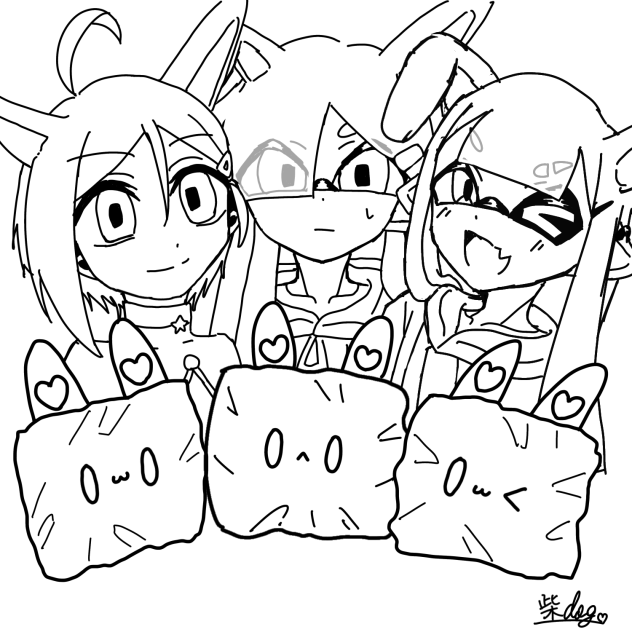 うさぎ化の線画！どうぞ塗り塗りしてください((