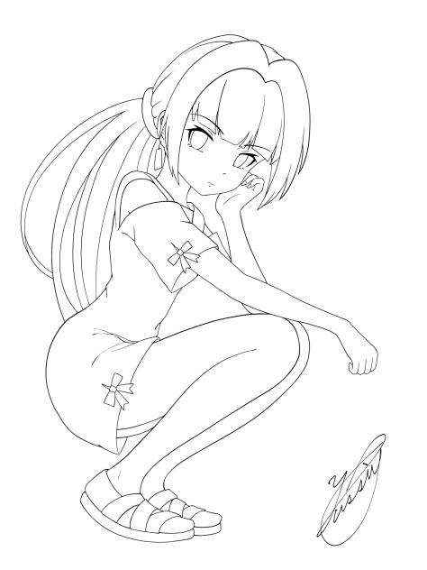 Summer comes to a girl（線画）