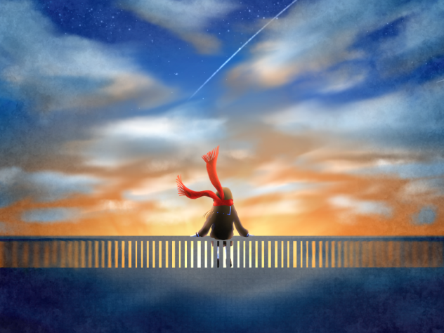 夕日に沈む