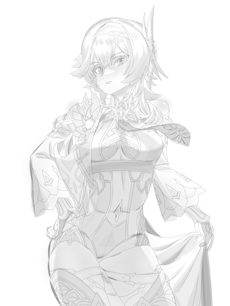 原神　エウルア(線画)