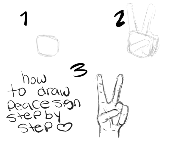How to draw peace sign step by step