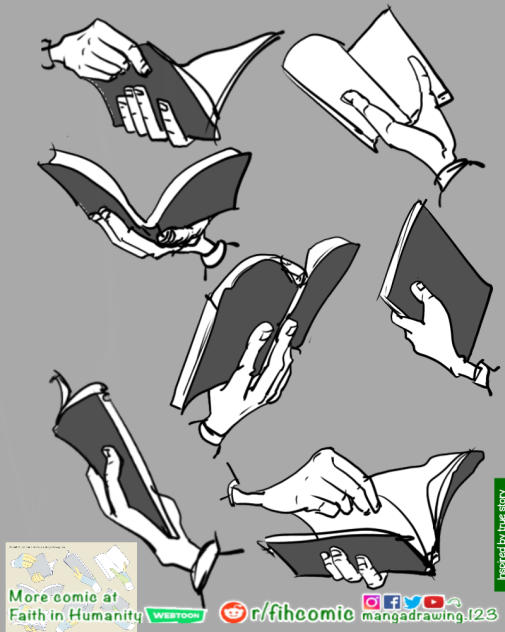 Draw hand hold book on phone Ibispaintx